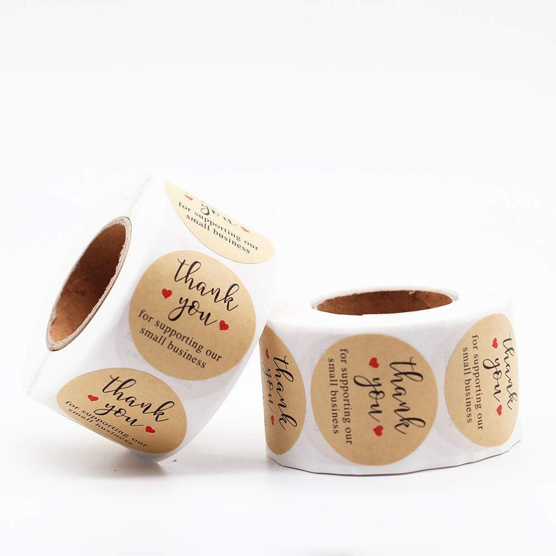 YOGET 1.5'' Thank You for Supporting Our Small Business, Kraft Paper Thank You Stickers, 500 Labels Per Roll - Image 3
